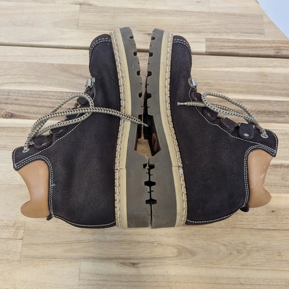 Vintage Post Card Italian Leather Ski Boots Brown Suede Chunky Hiking - Picture 9 of 12